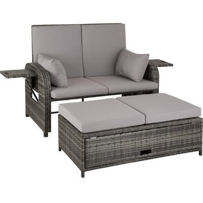 Rattan Sofa mit Aluminiumgestell Kreta - grau