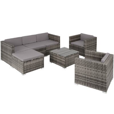 Rattan Lounge Lignano mit 2 Sesseln grau