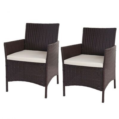 2x Poly-Rattan Gartensessel Halden (braun, creme)