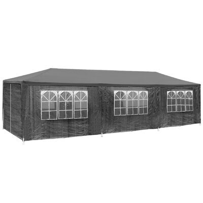 Pavillon Elasa 9x3m mit 8 Seitenteilen grau