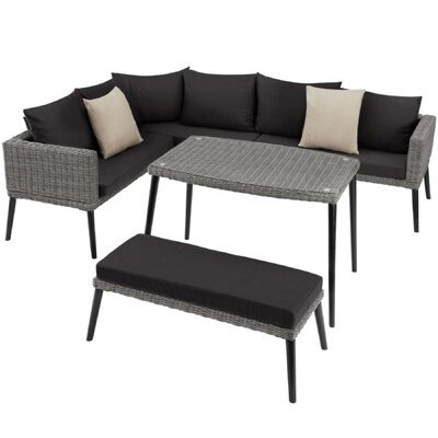 Rattan Lounge mit Aluminiumgestell Pula grau