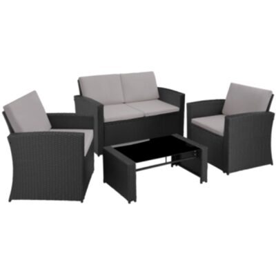 Rattan Lounge Lucca schwarz/grau