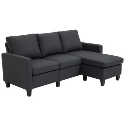 Sofa Ecksofa L-Form Chaiselongue 197x139x91cm Dunkelgrau