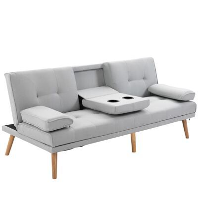 3-Sitzer Sofa Schlafcouch Gästebett 181x77x72cm Hellgrau