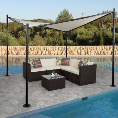 Pergola Phos Garten Pavillon Sonnensegel 4x4m creme