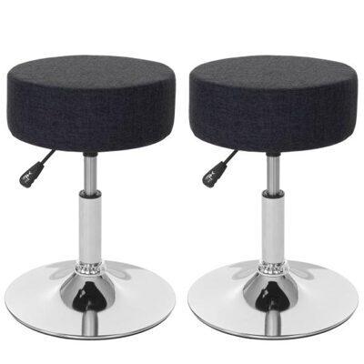 2x Hocker Sitzhocker höhenverstellbar Ø 35cm Textil, dunkelgrau