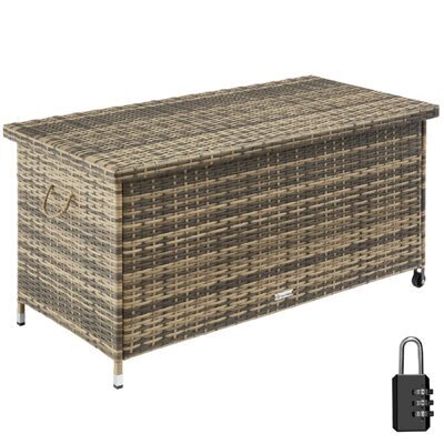 Auflagenbox Kiruna mit Kunststoffgeflecht, 120x55x61,5cm, 270l natur