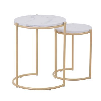 Beistelltisch FINA weiss/gold 2er Set