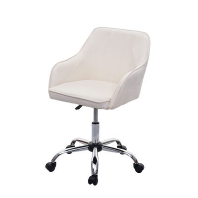 Bürostuhl Chefsessel Retro Design Samt creme-weiss