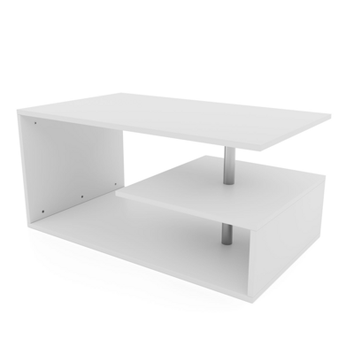 Couchtisch 90x50cm Modern mit Stauraum Weiss