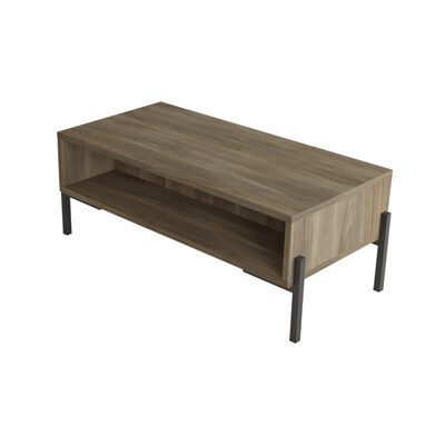 Couchtisch Lemland mit 3 Ablagefächern 94x44.5x35.5cm Eiche grau