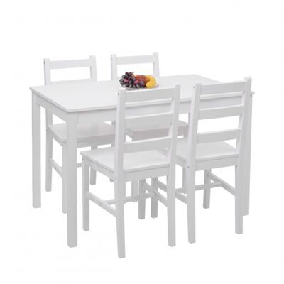 Esszimmer-Set Sitzgruppe Esszimmergruppe, Massiv-Holz Landhaus 110cm ~ weiss