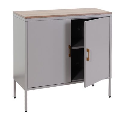 Kommode Sideboard Schrank 2 Türen Metall 90x90x40cm grau