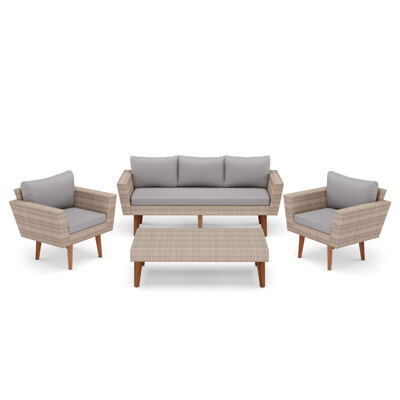 Lounge Rattan EVORA beige/grau