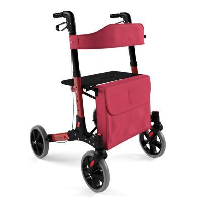 Rollator höhenverstellbar mit Sitz und Rückenlehne rot