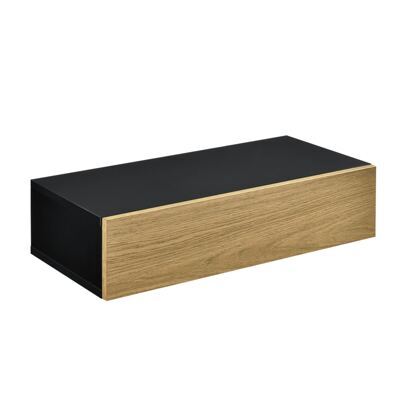 Wandregal Miami mit Schublade Schwarz/Holz 50x24x12cm