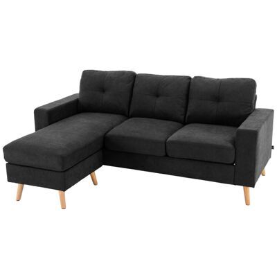 Sofa Ecksofa L-Form Chaiselongue 193x136x85cm Schwarz