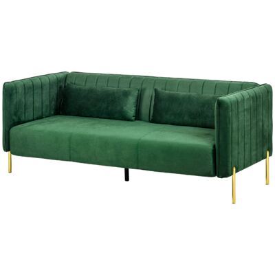 3-Sitzer Sofa mit 2 Sitzkissen 200x88x76cm Grün