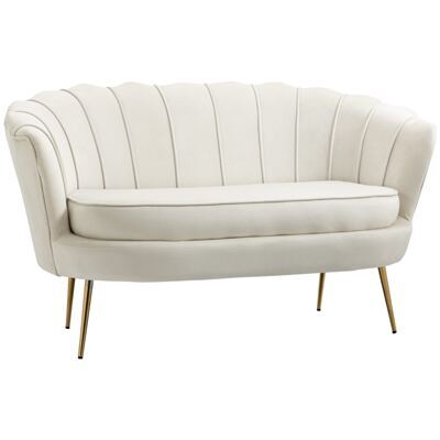 2-Sitzer Sofa Couch 130x77x77cm bis 150kg belastbar Creme