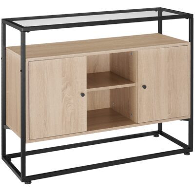 Sideboard Oldham 100x38x80,5cm Industrial Holz hell, Eiche Sonoma