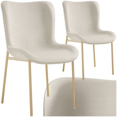 Polsterstuhl Tessa Samt beige/gold 2er Set