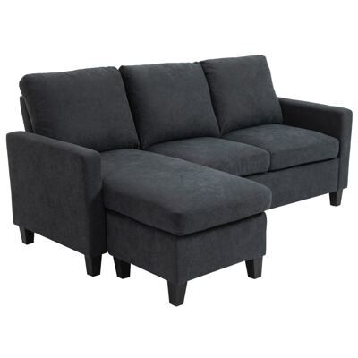 Sofa Ecksofa L-Form Chaiselongue 197x139x91cm Dunkelgrau