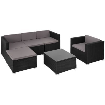 Rattan Lounge Lignano mit Sessel schwarz