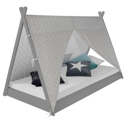 Hausbett Kinderbett 90x200cm aus Holz Grau