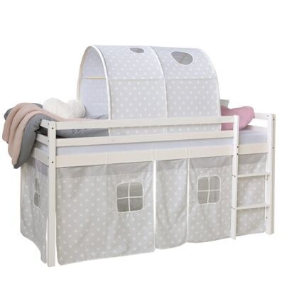 Kinderbett Etagenbett Hochbett 90x200cm aus Holz Weiss-Grau